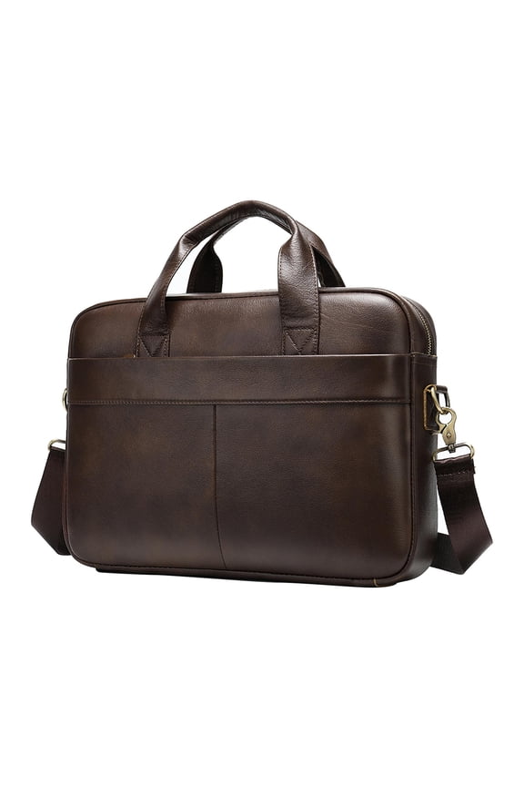 Men' Briefcase Bag Leather Shoulder for Brown