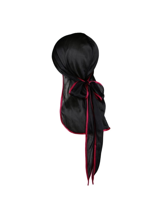Men' Tail Hat Turban Headwrap Headscarf Chemo Cap , as Black