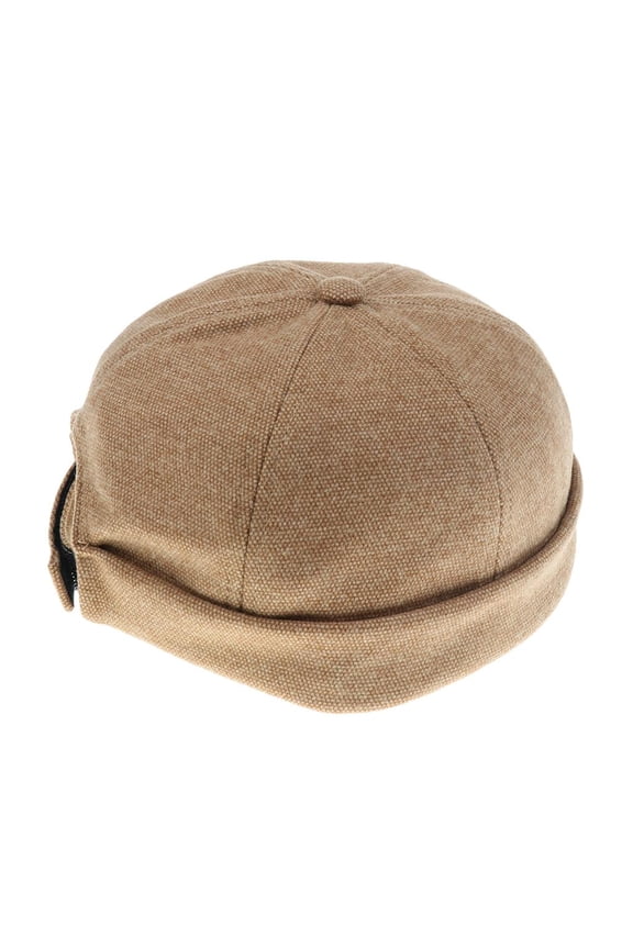 Men Woman Dark Beige Brimless Skull Caps, Mechanic Painter Fisherman Hat Khaki