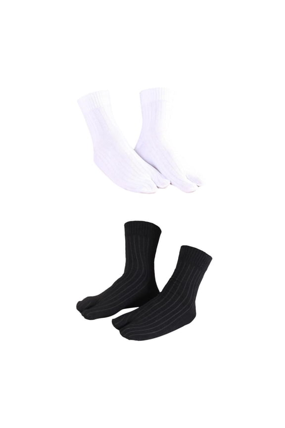 Men Women 2 Pairs Cotton Crew 2 Toe Socks Tabi Socks Hallux Valgus Corrector