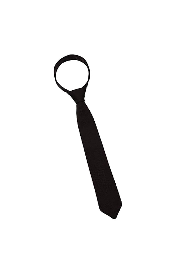 Men's Fashion Knitted Solid Necktie Casual Narrow Skinny Woven Tie Black