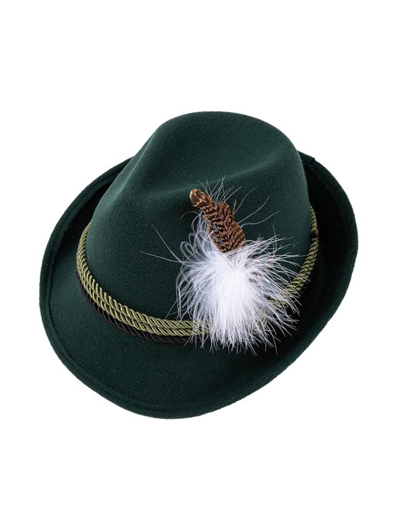 Mens Fedora Hat Fashion Short Brim Hat Cosplay Bucket Hats Derby Bowler Hats for Dark Green