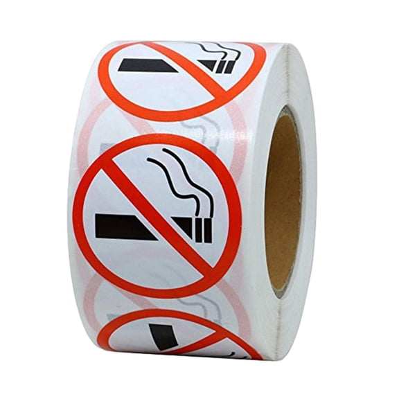 FVDPWYE NO 25mm Warning Stop Smoke No window and door Sticker Labels ( per roll / 1
