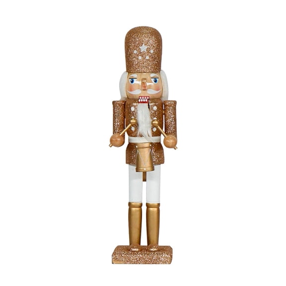 FVDPWYE Nutcracker Figurine Decor Christmas Sculpture Standing Traditional Crafts Wooden gold drum