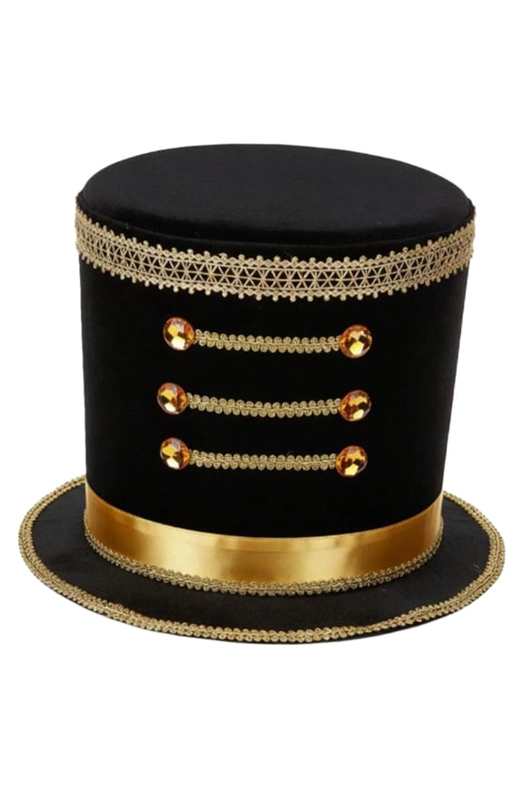 Nutcracker Hat Halloween Adult Toy for Mardi Gras Holiday Fancy Dress Band Major Black