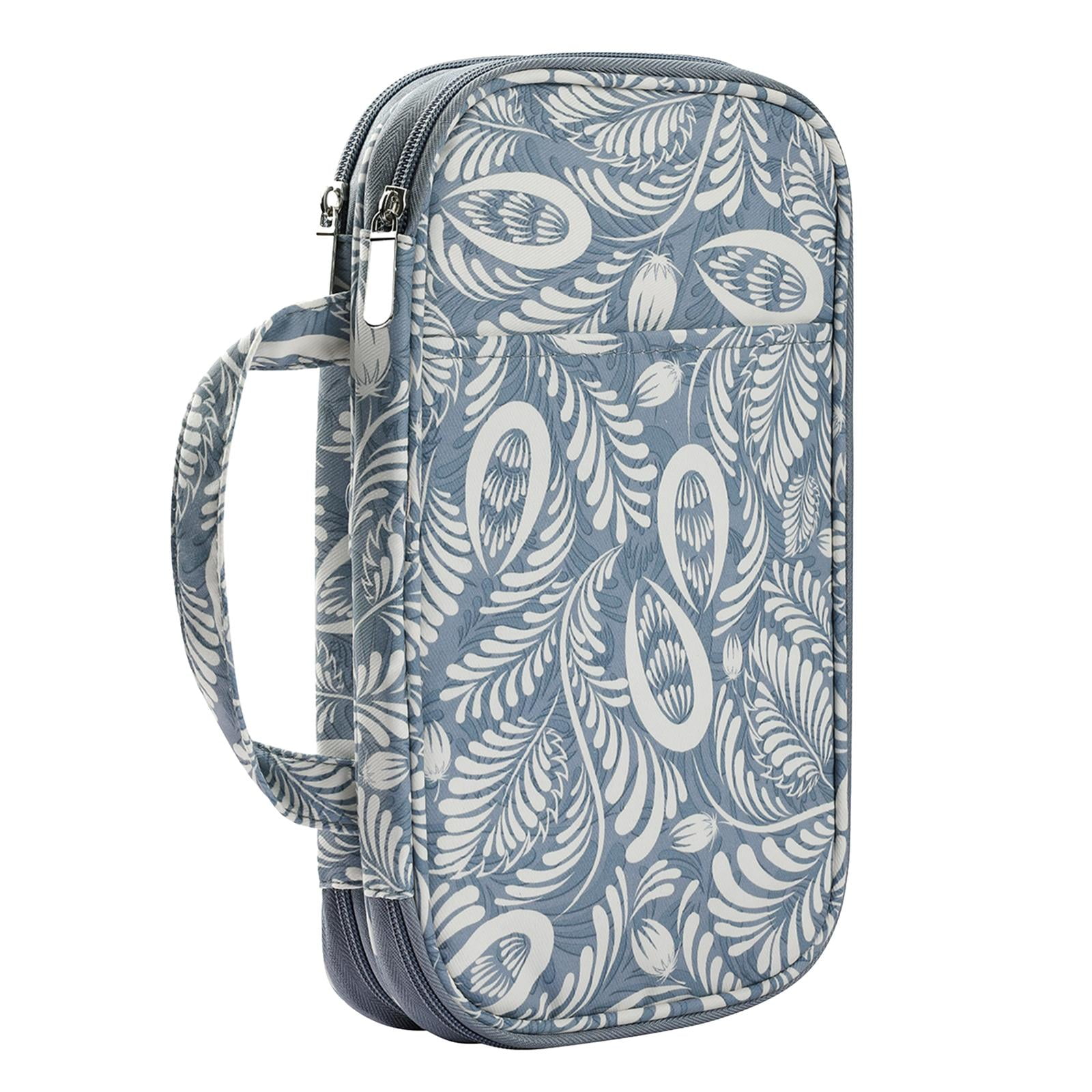 FVDPWYE Organizer Case Knitting Crochet Hooks and Tool Accessories Bag Gray Leaves