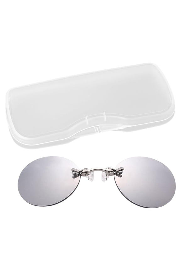 Oval Clip On Nose Sunglasses Compact Anti Reflective UV400 for Woman Man Silver