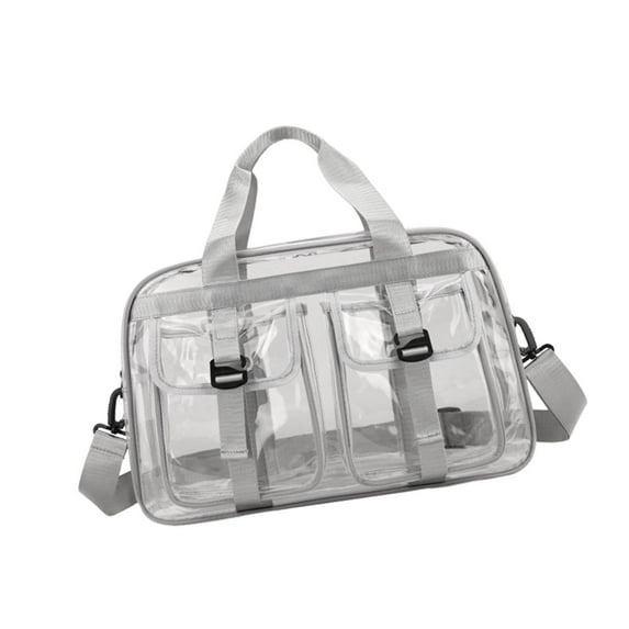FVDPWYE PVC Clear Tote Bag Waterproof PVC Gym Bag for Beach Camping Yoga Stadium Concert Gray