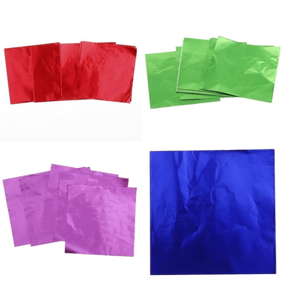 FVDPWYE Pack of 400 Chocolate Candy Wrappers Tinfoil Paper Wrapping Papers Square Sweets