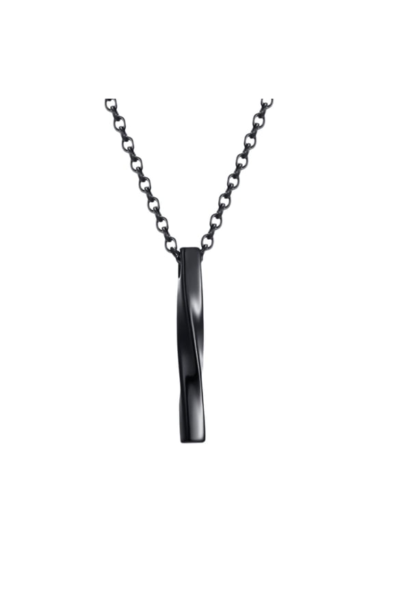 Pendant Necklace Chain Necklace Hip Hop Twisted Tube Bar Pendant Necklace Couple Black