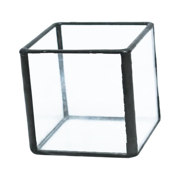 FVDPWYE Personalized Glass Decorative Box Metal Frame Square for Wedding Gifts Party black