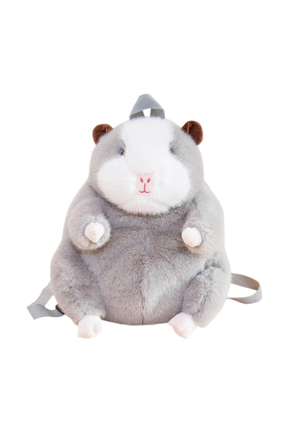 Plush Backpack Adjustable Detachable Straps Shoulder Bag for Photo Prop Shopping Grey
