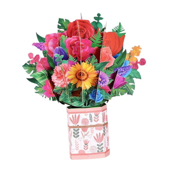 FVDPWYE Popup Cards Card with Envelope Birthday Card Popup Greeting Cards Flower Bouquet Rose