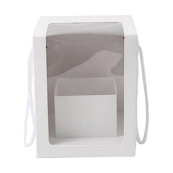 FVDPWYE Portable Clear Window Flower Gift Packing Boxes with Lining Wedding Arrangements L white