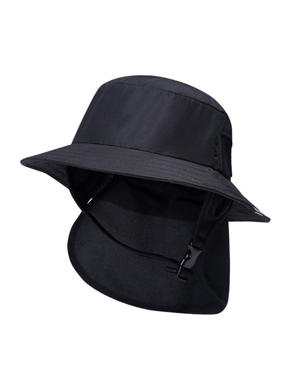 Portable Surf Bucket Hat Neck Cover Visor for Surfing Boating Beach Black