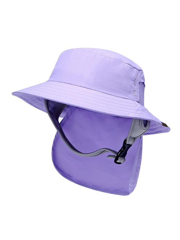 Portable Surf Bucket Hat Neck Cover Visor for Surfing Boating Beach Purple