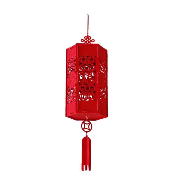 FVDPWYE Red Chinese Lantern 3D Felt Lantern Chinese Decorations Assemble Hanging Lantern style B