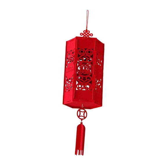 FVDPWYE Red Chinese Lantern 3D Felt Lantern Chinese Decorations Assemble Hanging Lantern style D