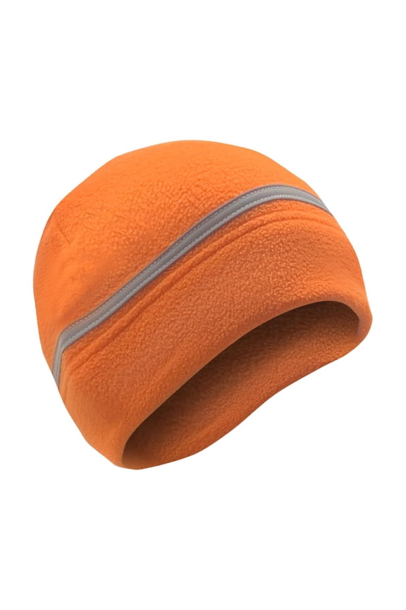 Reflective Fleece Hat Lightweight Thick Winter Beanie for Running Outdoor Sports orange