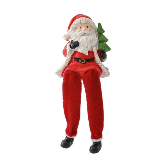 FVDPWYE Resin Sitting Santa Claus Figurine, Cute and Decorative Christmas Decoration for right holding tree