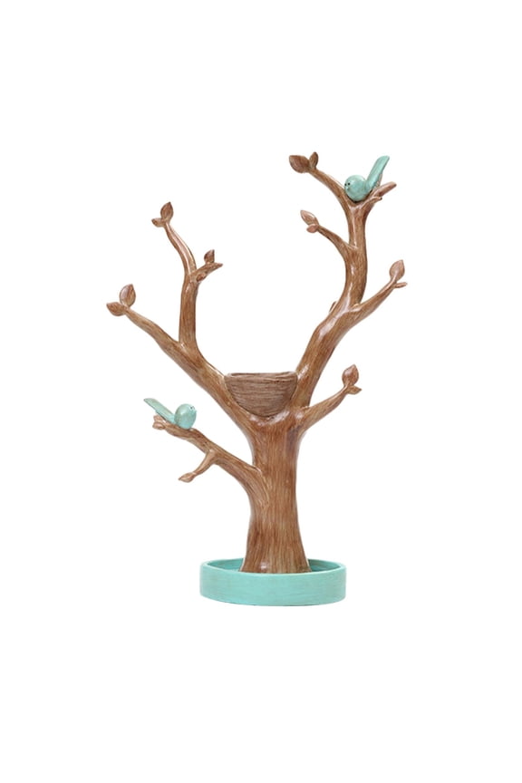 Resin Tree Hanging Jewelry Key Organizer Home Decoration Necklace Bracelet Stand Green Base
