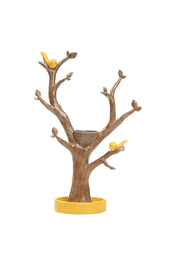 Resin Tree Hanging Jewelry Key Organizer Home Decoration Necklace Bracelet Stand Yellow Base