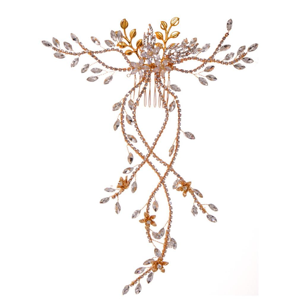 FVDPWYE Rhinestone Hair Comb Bride Wedding Headband Crystal Hair Clip Headpiece Bridal Hair Accessories for Women Golden