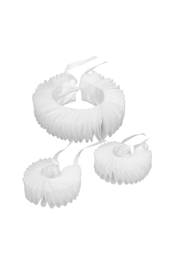 Ruffle Neck Victorian Dramatic Renaissance Adjustable Vintage Design Wrist Cuffs White