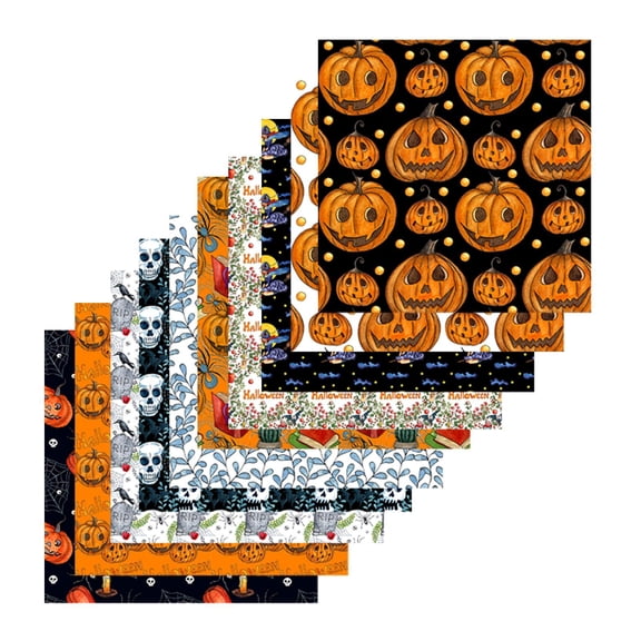 FVDPWYE Set of 10 Cotton Fabric Quilting Fabric Fat Quarter Halloween Theme