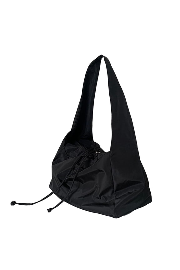 Shoulder Bag, Crossbody Black Lightweight Drawstring Closure Portable Bucket Bag