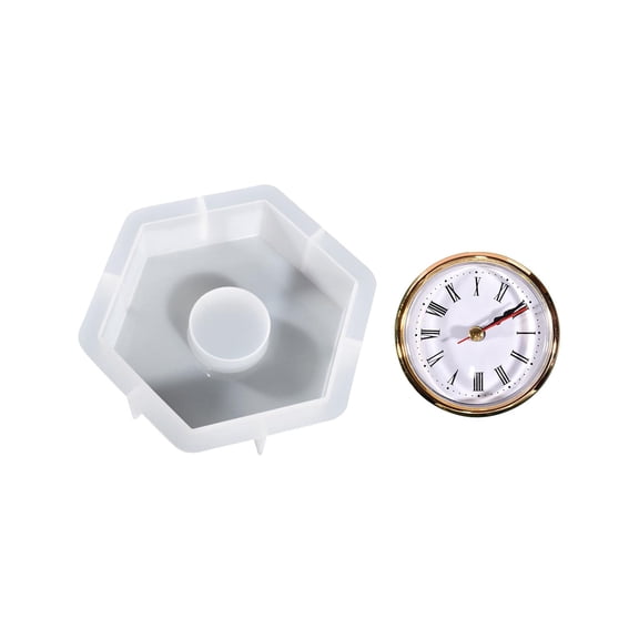FVDPWYE Silicone Model Clock Table Clock Handmade Resin Models with Clock for Home Decor Hexagon