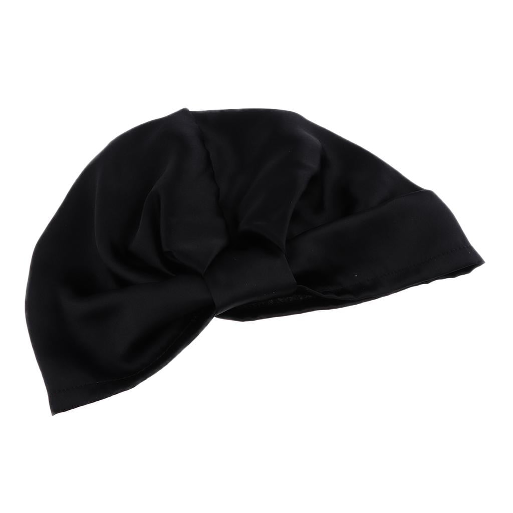 FVDPWYE Silk Sleeping Cap Sleep Hat Night Hair Styling Care Bonnet Head Wrap Black