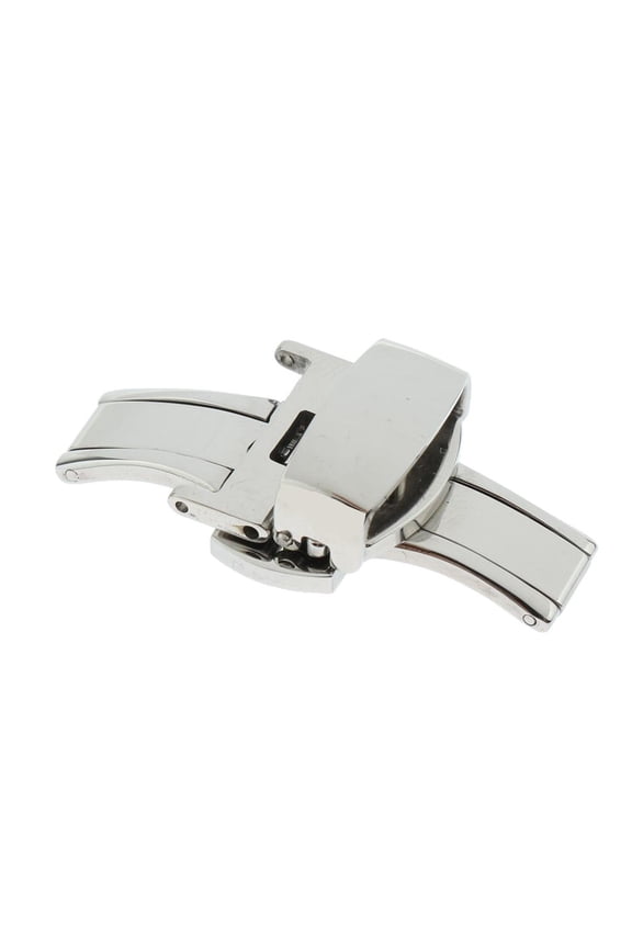 Stainless Steel Clasp Strap for Watch Double Push Button 14 Silver