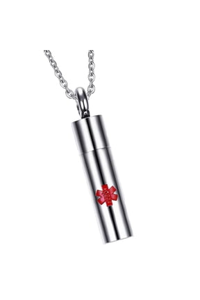 Stainless Steel Container Medical Alert Identification Chain Necklace Medical