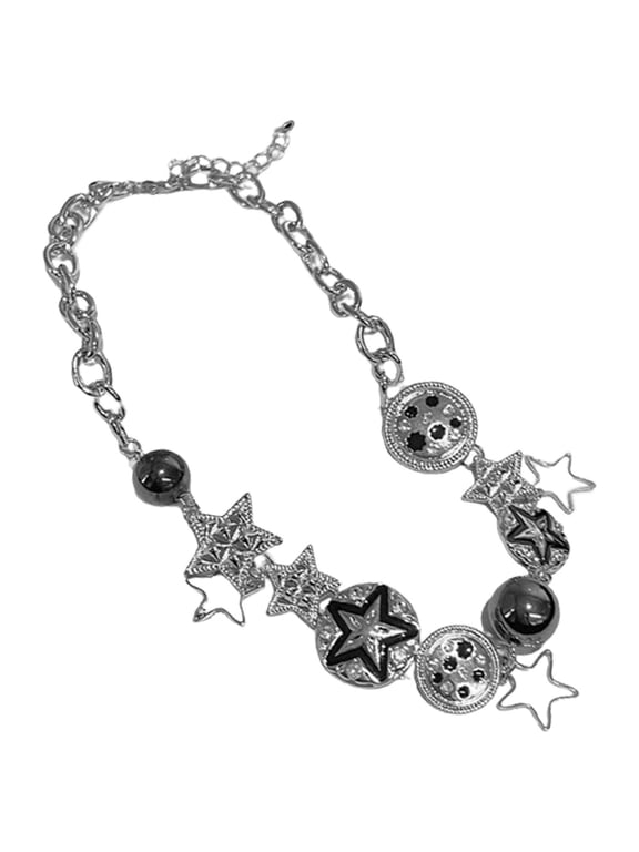Star Charms Necklace Street for Women Gothic Adjustable Chunky Jewelry Aesthetic