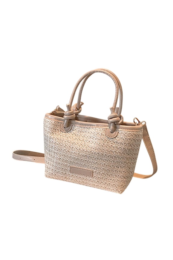 Straw Beach Bag Crossbody Bag Shoulder Bag for Travel Swimming Pool Shopping Gym Beige