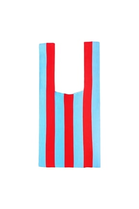 Stripe Pattern Lady Shoulder Bag Hand Bag Women Totes Red Light Blue Red Light Blue strip