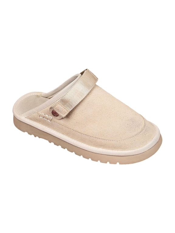Suede Clogs Adults Slip on Footbed Work Shoes Thick Soled Adjustable Strap Mules 42