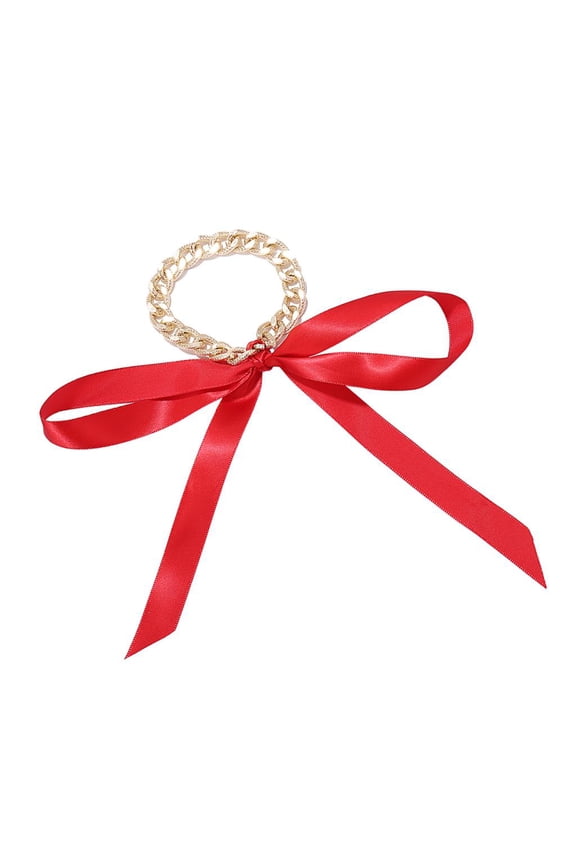 Super Long Ribon 80cm/ 31.5'' Metal Chain Ankelet Lacing Ribbons Bow Ankelet Red