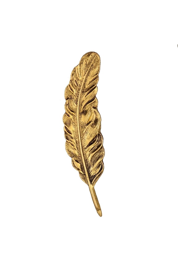 Vintage Bronze Men Leaf Feather Brooch Pin Collar Suit Accessories Breastpin