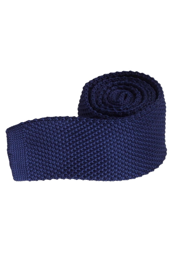 Vintage Smart Casual Mens Solid 2" Skinny Knit Tie For Groom Various Colors Dark Dark Blue