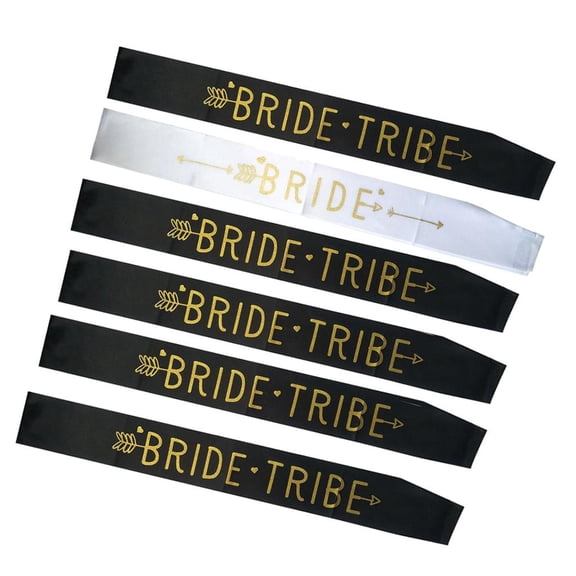 FVDPWYE White & Black Bride & 5 Sash Engagement Bridal Wedding Glitter