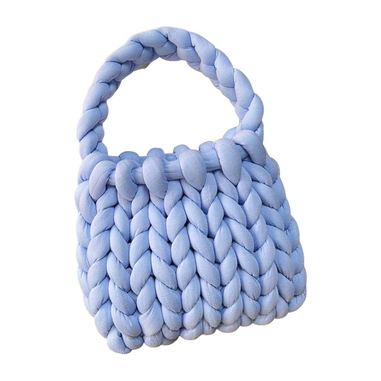 FVDPWYE Women Crochet Bag Clutch Purse Female Shopping Bag Knit Clutch Wallet Knit Purse blue