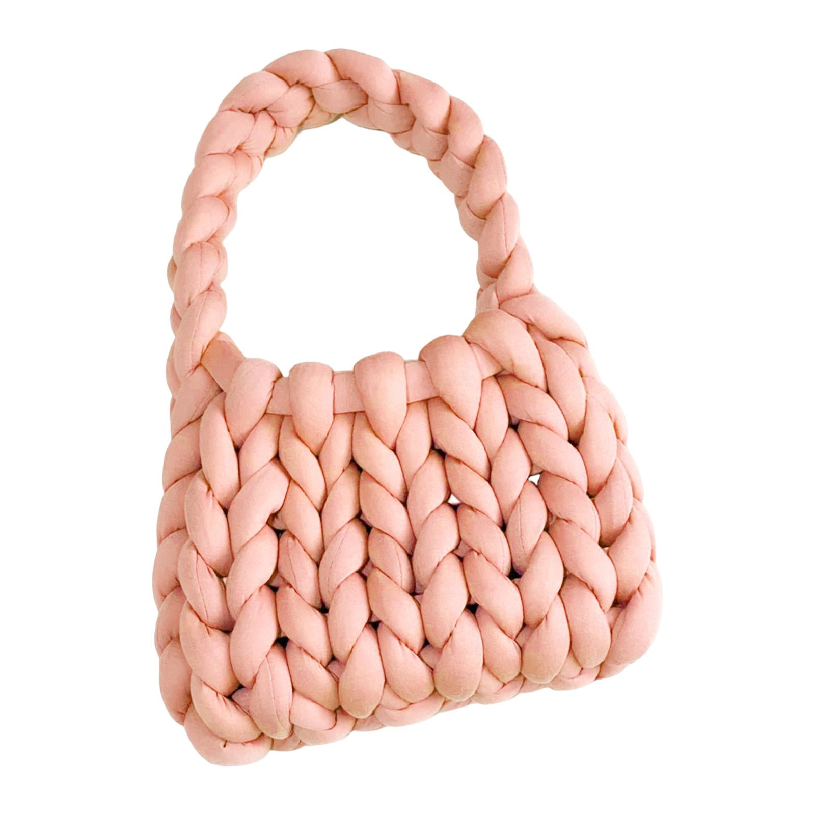 FVDPWYE Women Crochet Bag Clutch Purse Female Shopping Bag Knit Clutch Wallet Knit Purse pink