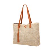 FVDPWYE Women Shoulder Bag Satchel Linen Casual Pouch Female Handbag Large Capacity Tote brown