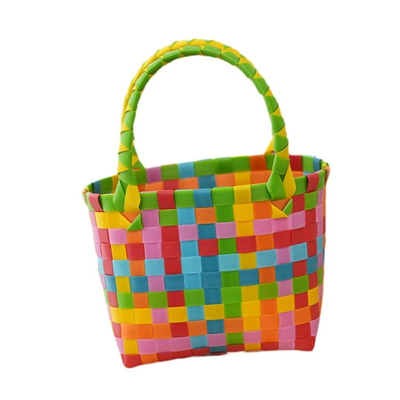 FVDPWYE Women Woven Handbag Elegant Large Capacity Open Tote Shopping Storage Basket for colorful