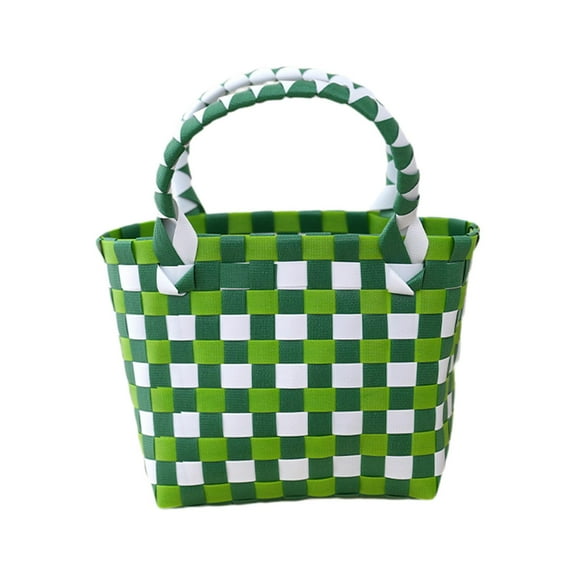 FVDPWYE Women Woven Handbag Elegant Large Capacity Open Tote Shopping Storage Basket for green