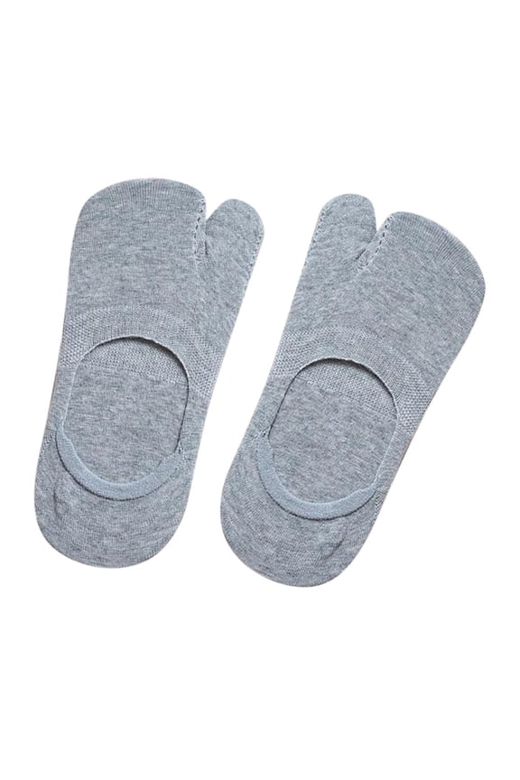 Women's Flip Socks Tabi Split Toe Two Toe Low Cut Flat Invisible Socks Gray