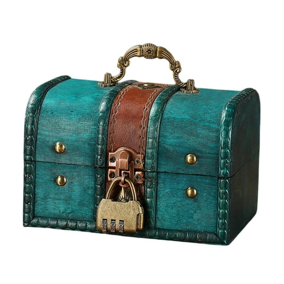 FVDPWYE Wood Treasure Chest Decorative Box Collection Gift Decoration Unique Desktop Handheld Jewelry Storage Box Keepsake Organizer Style C