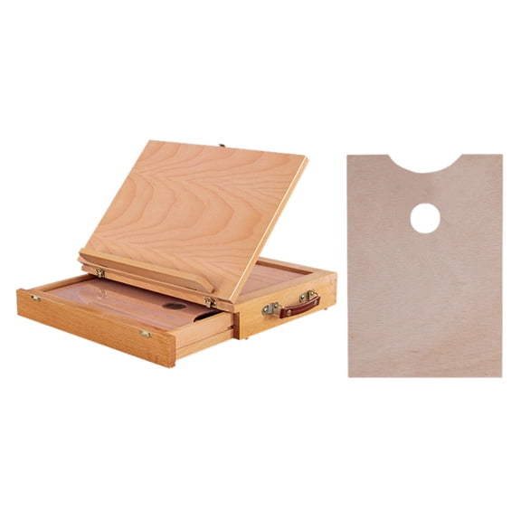 FVDPWYE Wooden Easel - Artist Easel Table Sketching Box, Portable Desktop Storage Table 36x27CM